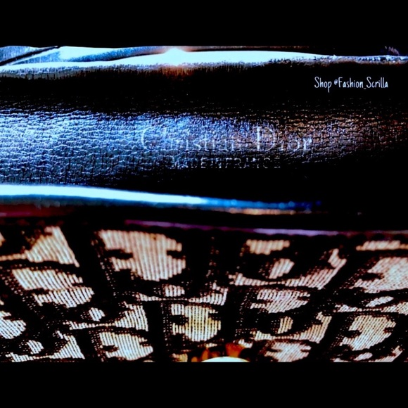 Vintage Christian Dior Blue Gold & Black 70’s Oblique Jacquard Logo Flap bag - Picture 3 of 16